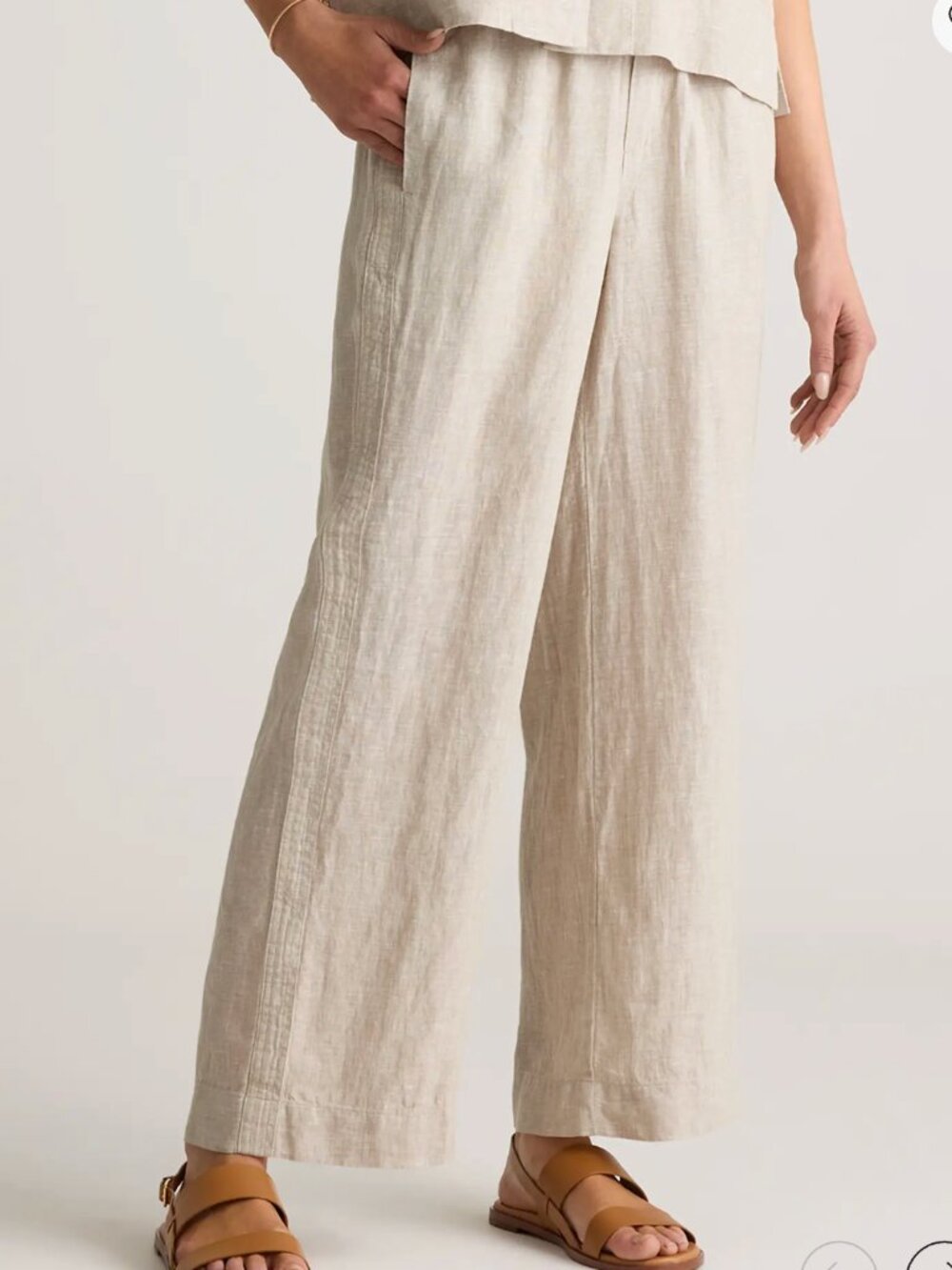 100% European Linen Wide Leg Pants in Flax
